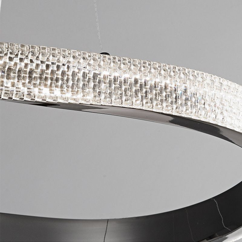 Pendant Light Wrought Iron Acrylic Ring Single Circle Ceiling Light