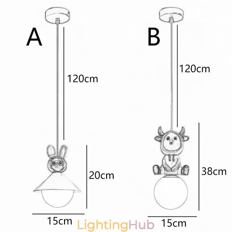 Pendant Light Modern Minimalist G9 Wrought Iron Rabbit Calf Resin Ceiling Light