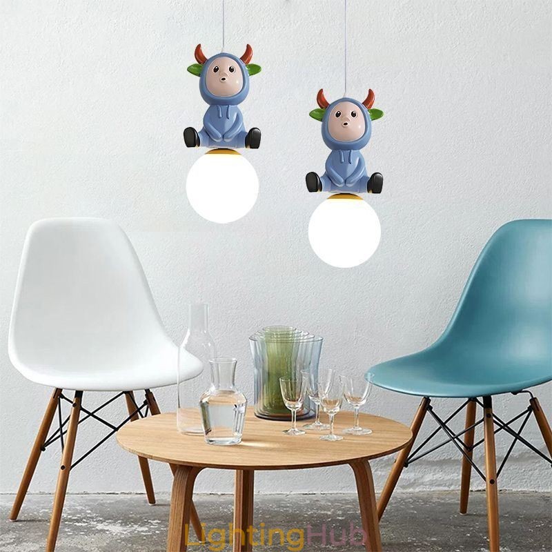 Pendant Light Modern Minimalist G9 Wrought Iron Rabbit Calf Resin Ceiling Light