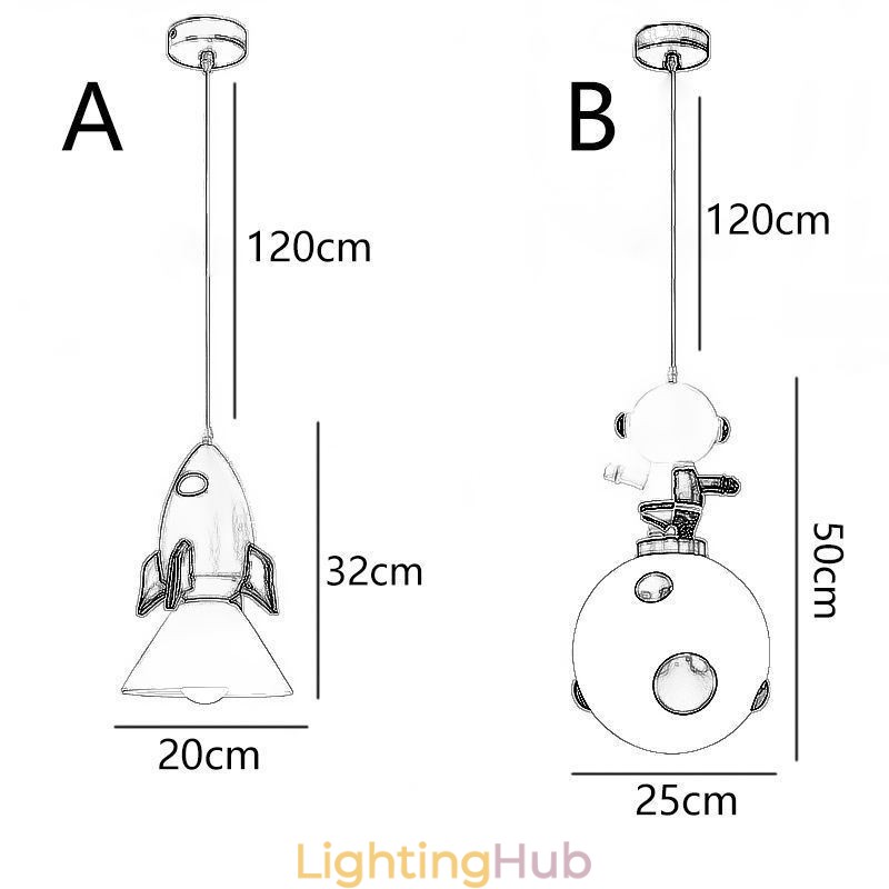 Minimalist Pendant Light Wrought Iron Moon Landing Small Ceiling Light