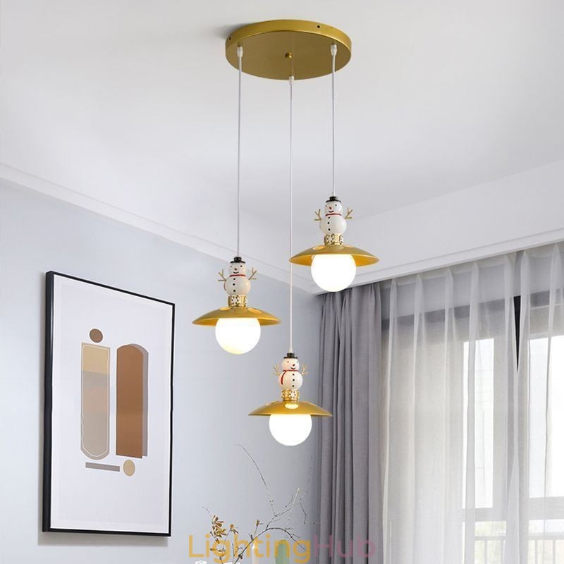 Modern Pendant Light Simple G9 Wrought Iron Resin Snowman Ceiling Light