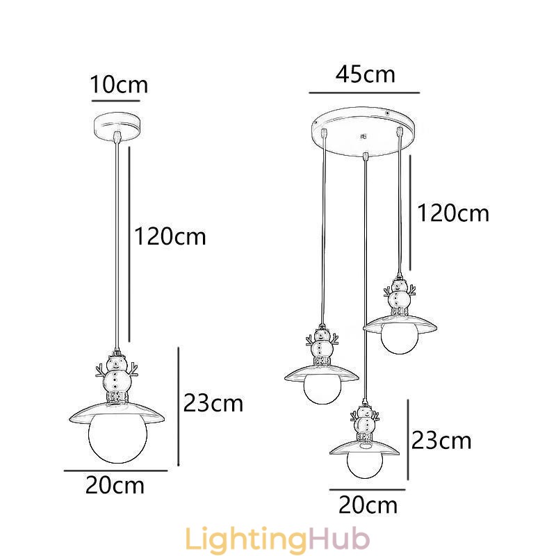 Modern Pendant Light Simple G9 Wrought Iron Resin Snowman Ceiling Light