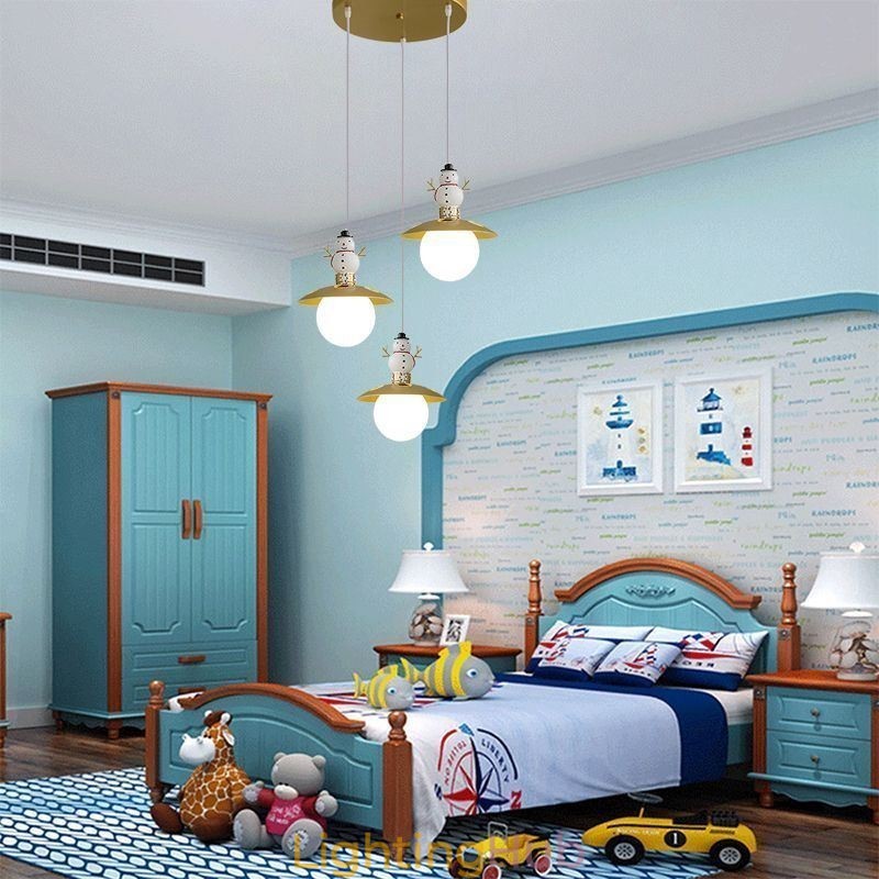 Modern Pendant Light Simple G9 Wrought Iron Resin Snowman Ceiling Light