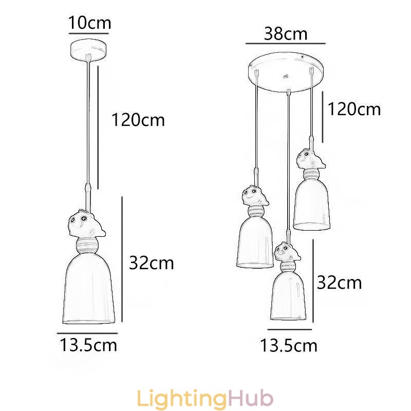 Modern Pendant Light Wrought Iron Pink Resin Piggy Ceiling Light