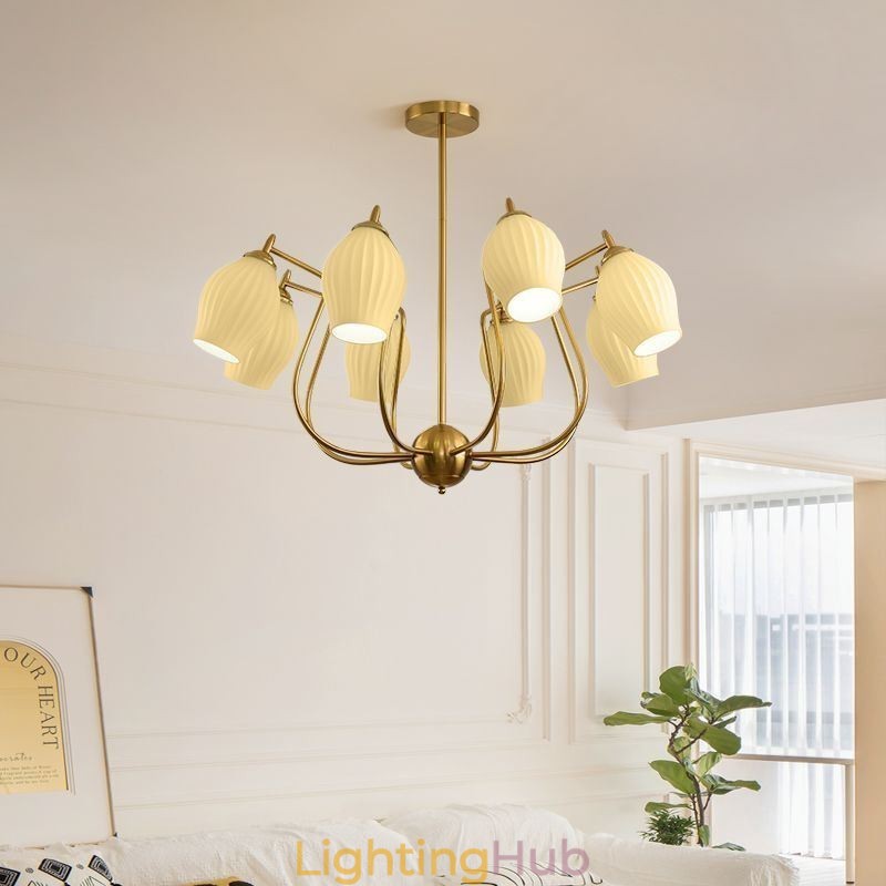 Nordic Pendant Light Creative Wrought Iron Copper Natural Color Stamen Ceiling Light