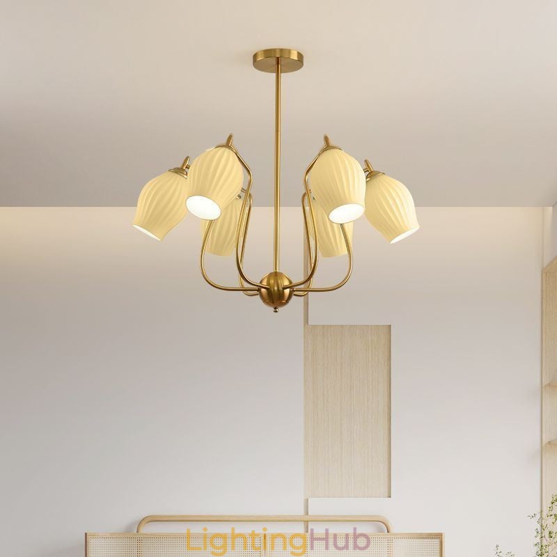 Nordic Pendant Light Creative Wrought Iron Copper Natural Color Stamen Ceiling Light