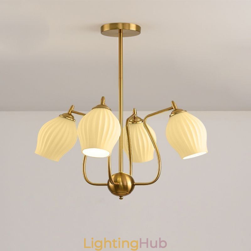 Nordic Pendant Light Creative Wrought Iron Copper Natural Color Stamen Ceiling Light