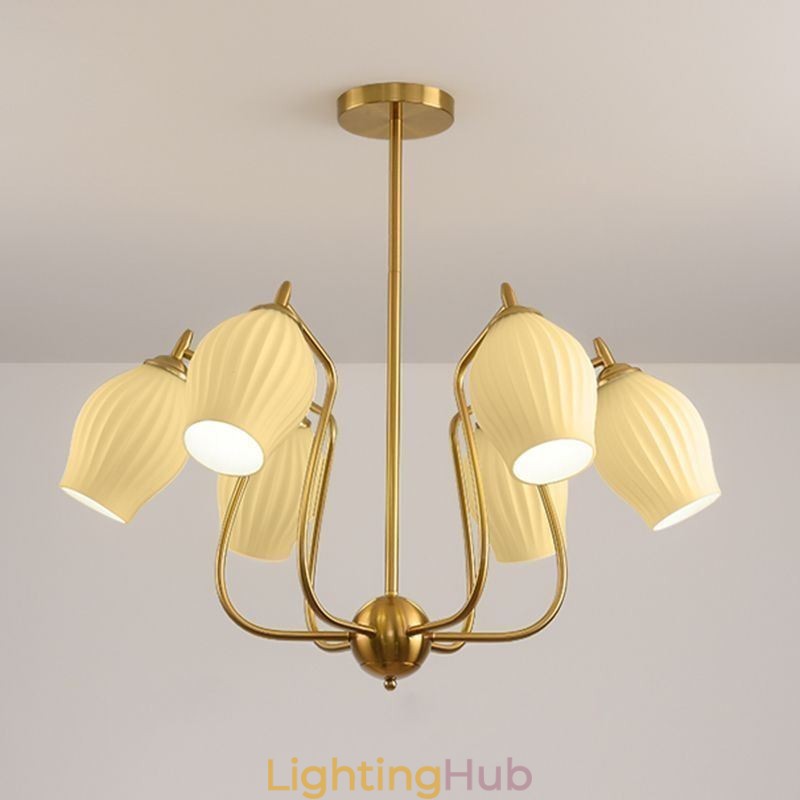 Nordic Pendant Light Creative Wrought Iron Copper Natural Color Stamen Ceiling Light