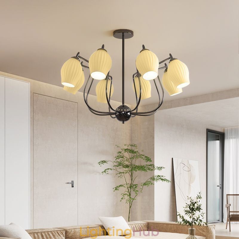 Nordic Pendant Light Creative Wrought Iron Gun Black Stamen Ceiling Light