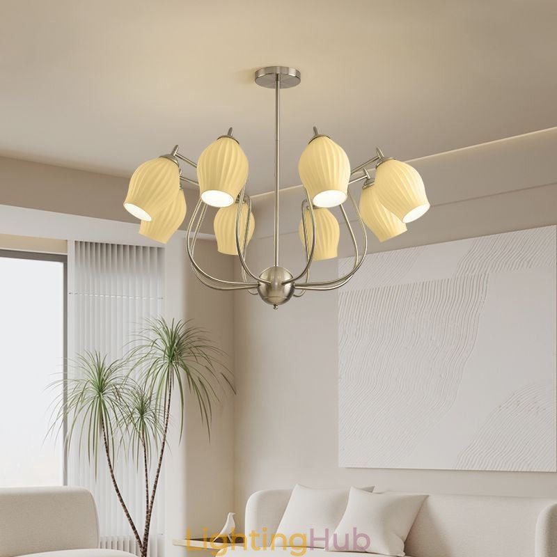 Nordic Pendant Light Creative Wrought Iron Sand Nickel Flower Stamen Ceiling Light