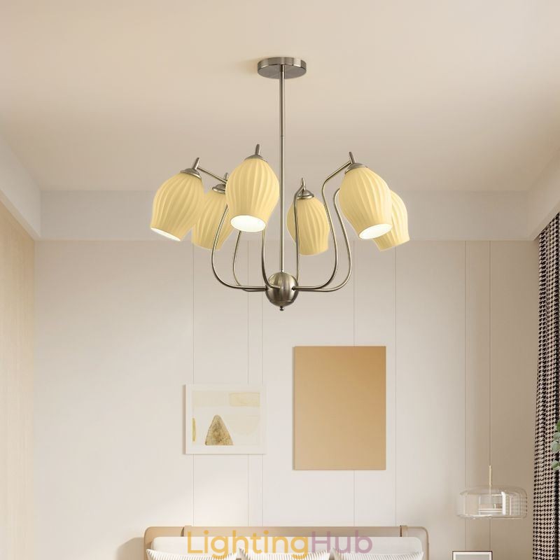 Nordic Pendant Light Creative Wrought Iron Sand Nickel Flower Stamen Ceiling Light