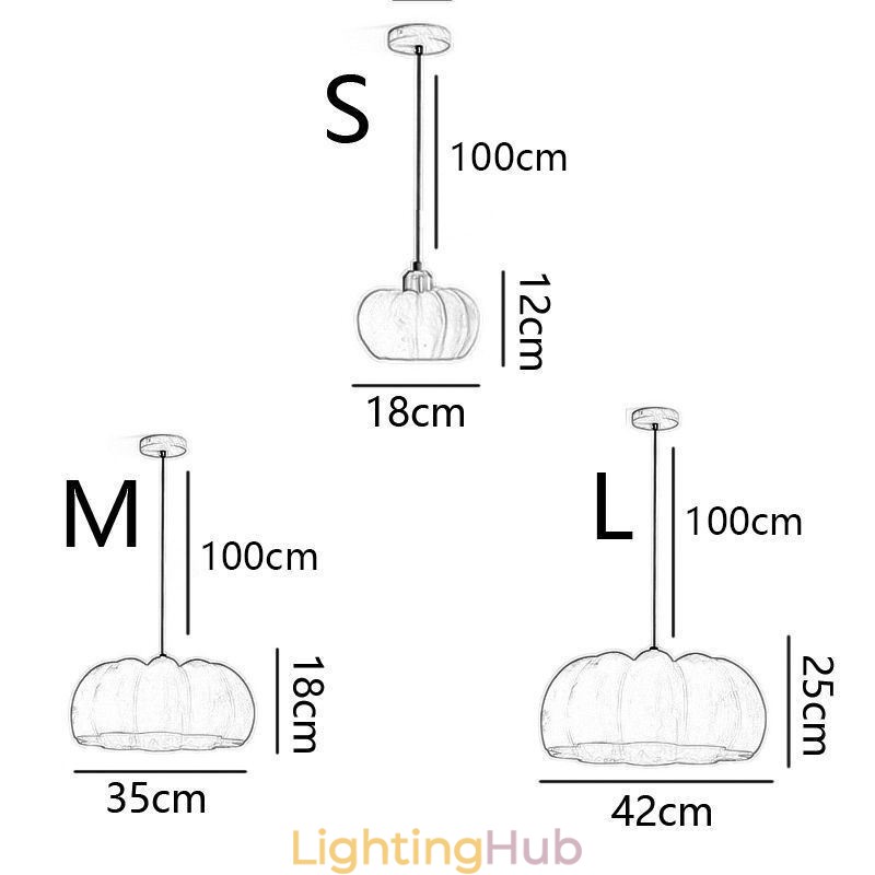 Single Head Pumpkin Pendant Light Japanese Retro Ceiling Light