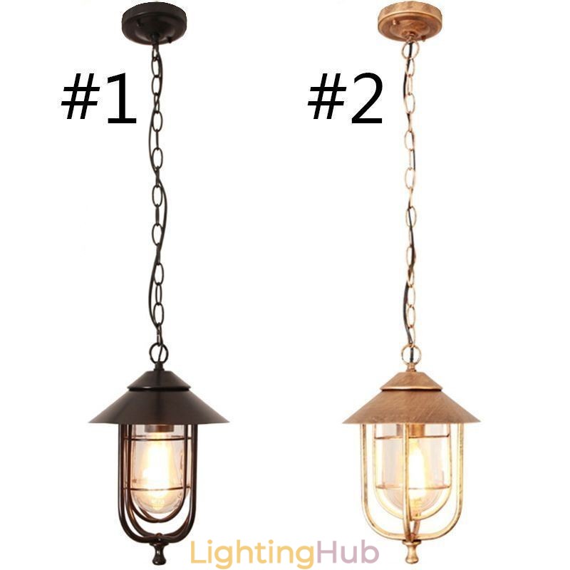 American Retro Outdoor Light Waterproof Birdcage Shape Pendant Light Garden