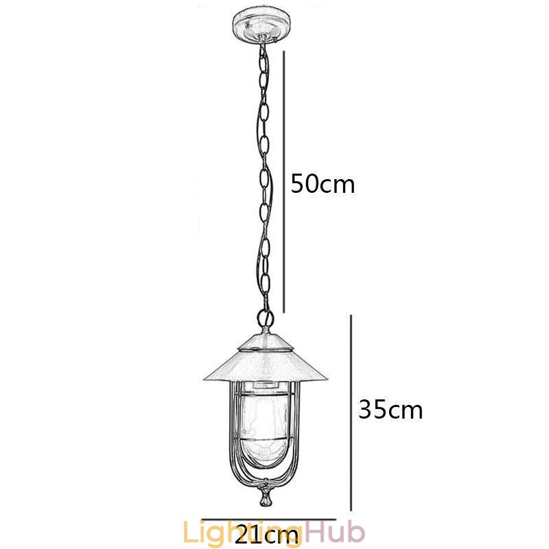 American Retro Outdoor Light Waterproof Birdcage Shape Pendant Light Garden