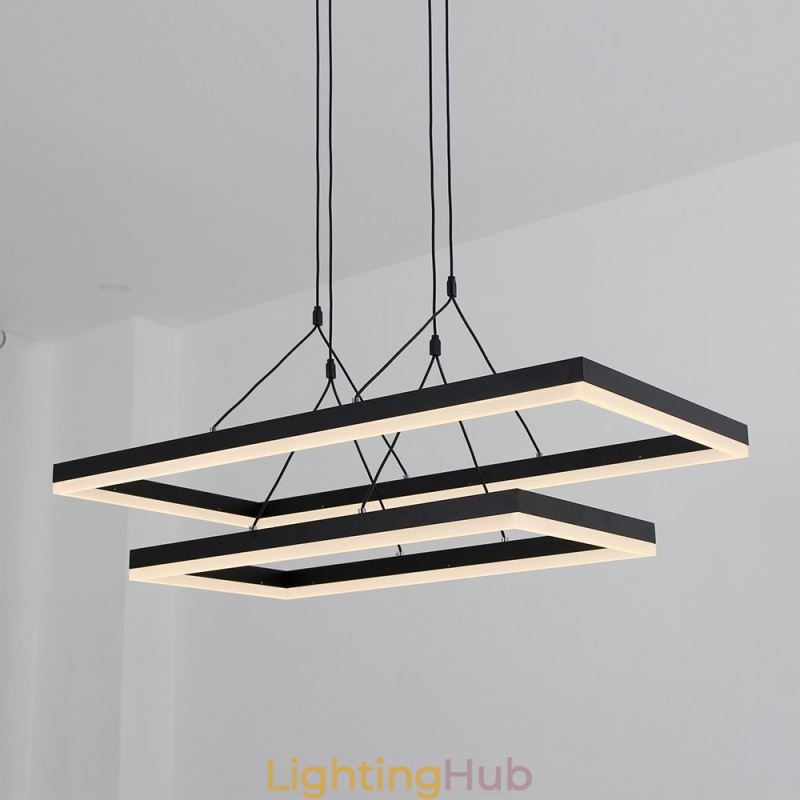 Modern Frame Pendant Light Acrylic Black Chandelier