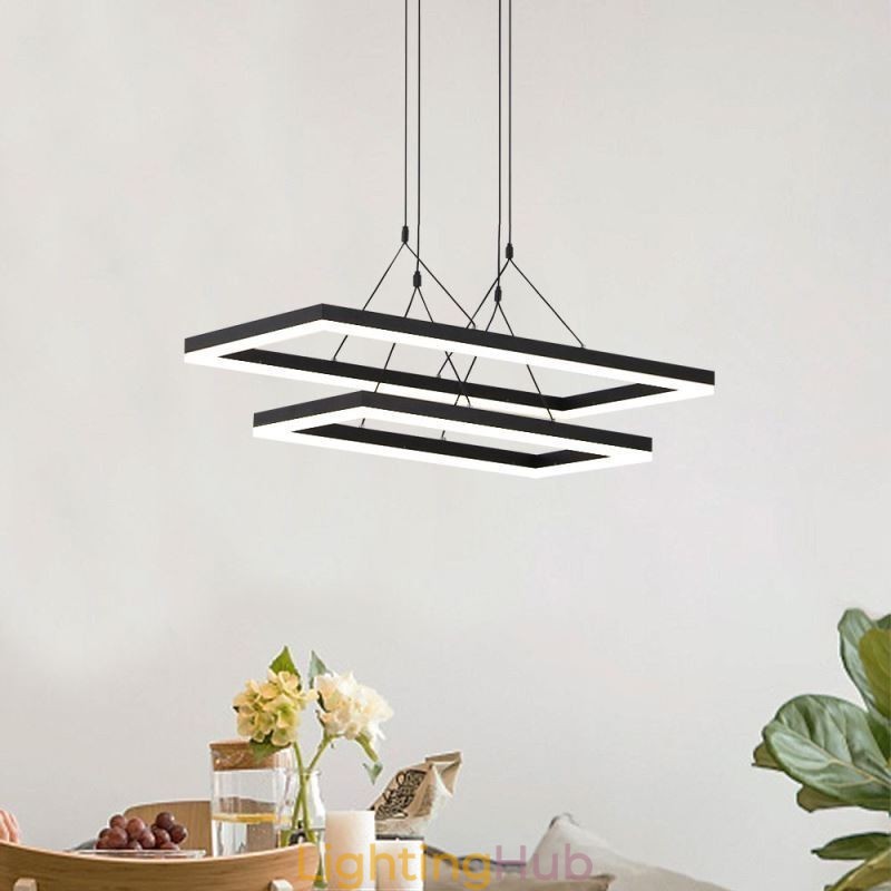 Modern Frame Pendant Light Acrylic Black Chandelier