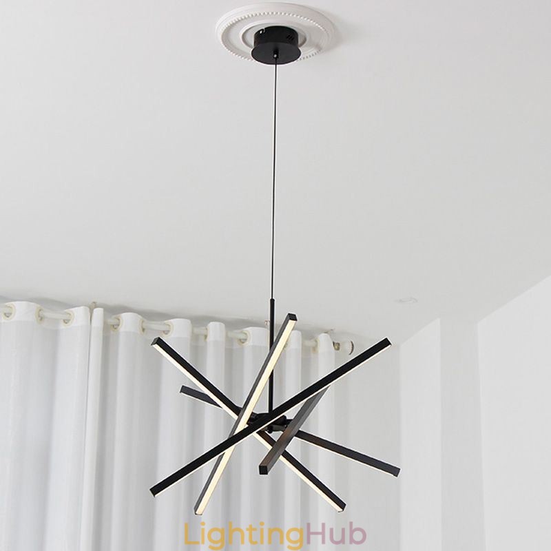 Modern Pendant Light Dimmable Black Strip Ceiling Lamp