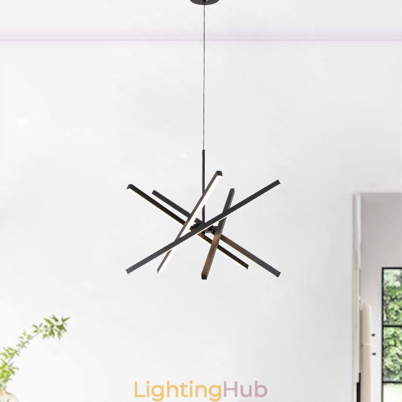 Modern Pendant Light Dimmable Black Strip Ceiling Lamp
