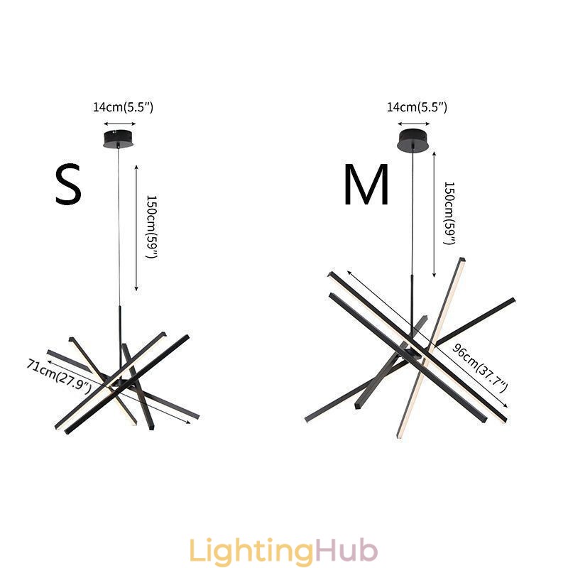 Modern Pendant Light Dimmable Black Strip Ceiling Lamp