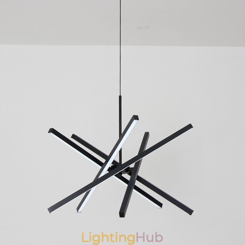 Modern Pendant Light Dimmable Black Strip Ceiling Lamp