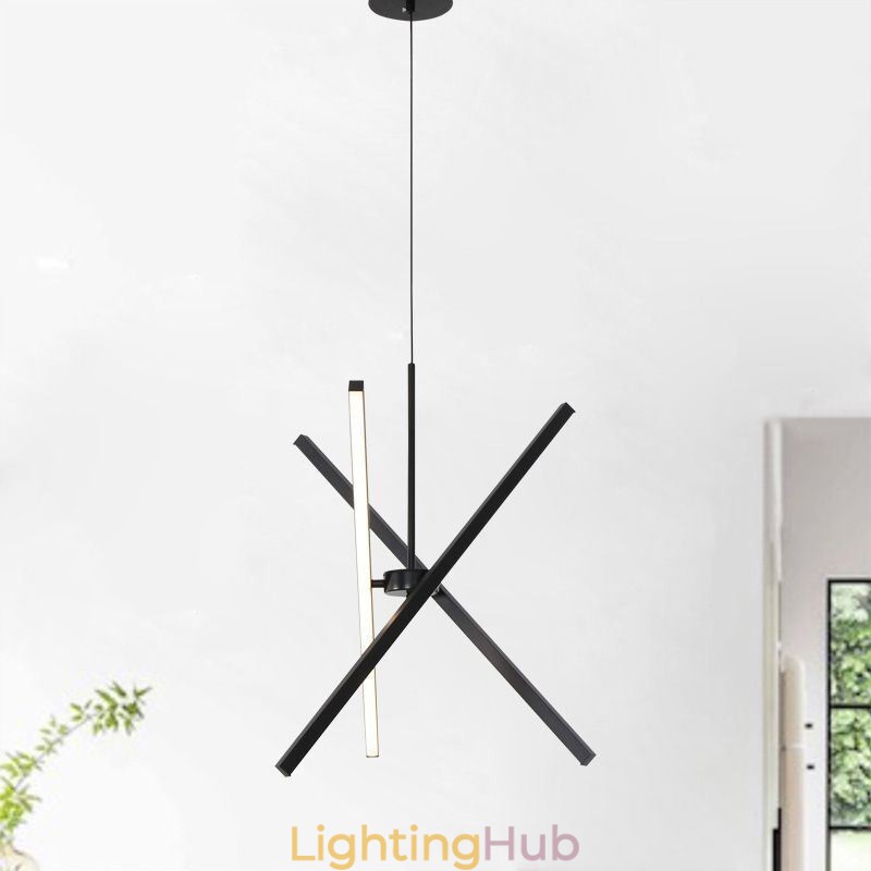 Modern Pendant Light Dimmable Black Strip Lamp