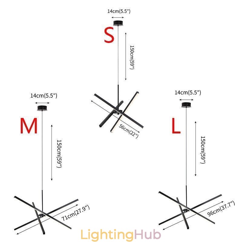 Modern Pendant Light Dimmable Black Strip Lamp
