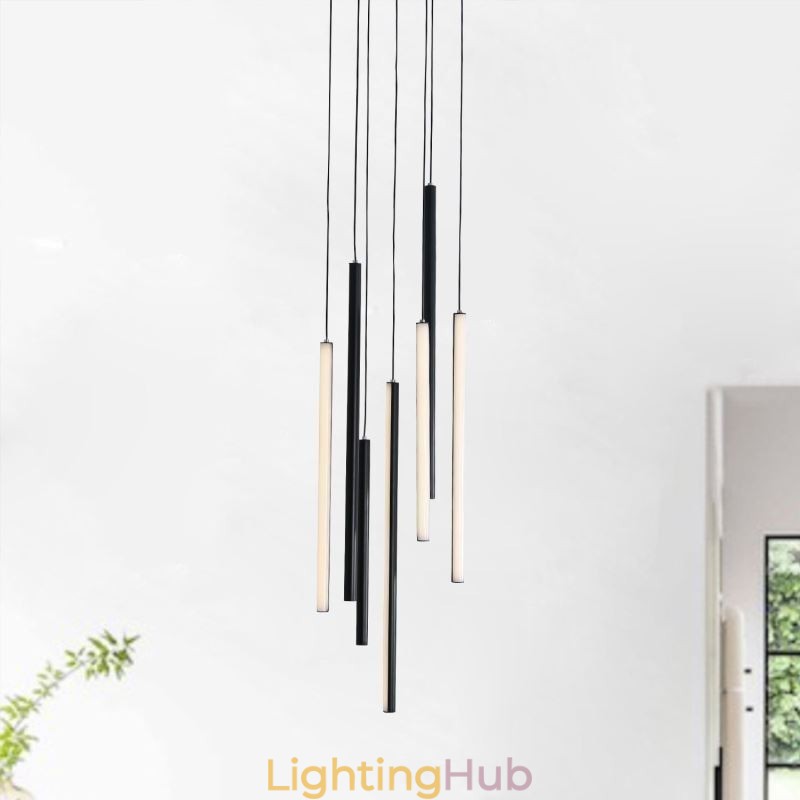 Modern Chandelier Long Strip Pendant Light Duplex Building