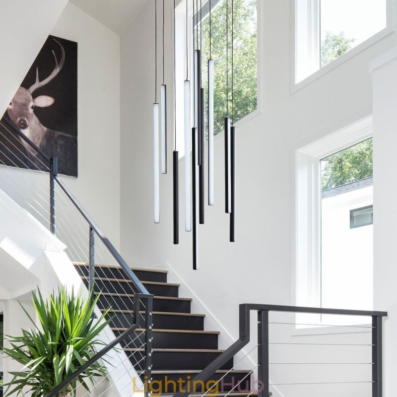 Modern Chandelier Long Strip Pendant Light Duplex Building