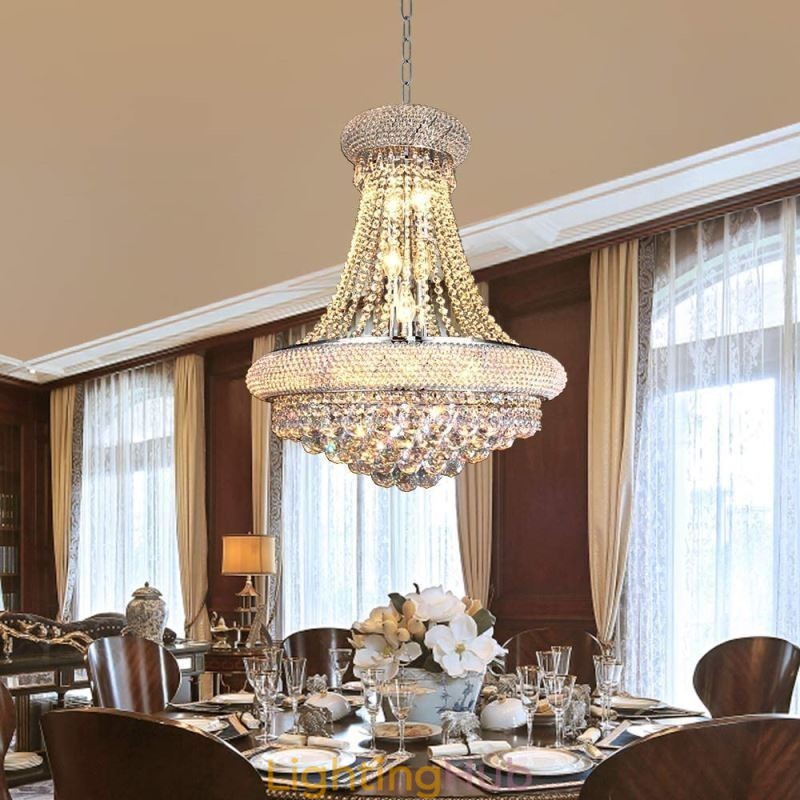 Crown Shaped Chandelier Luxurious Crystal Pendant Light