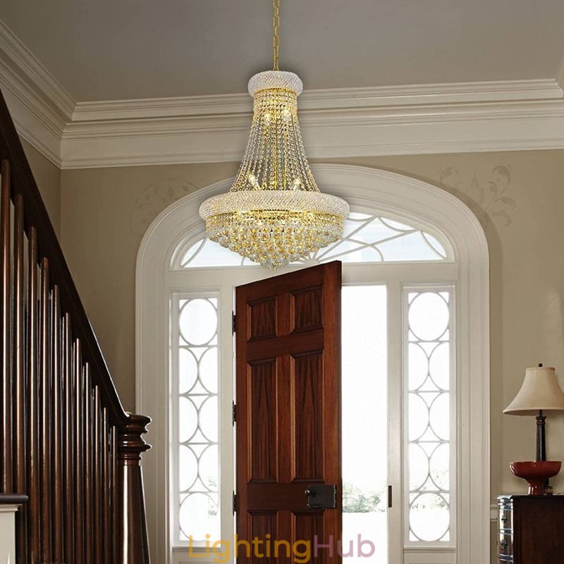 Crown Shaped Chandelier Luxurious Crystal Pendant Light