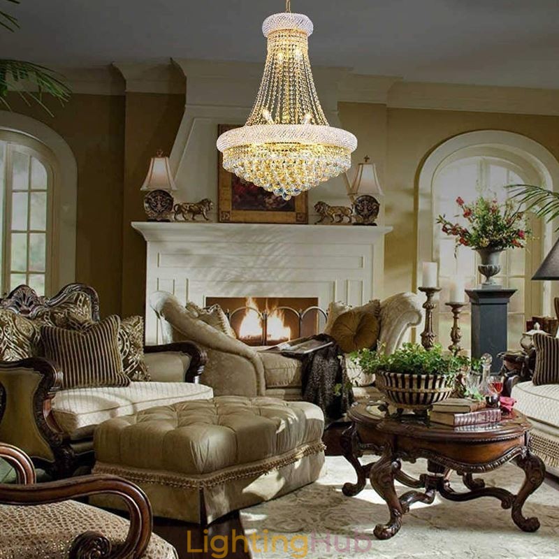 Crown Shaped Chandelier Luxurious Crystal Pendant Light