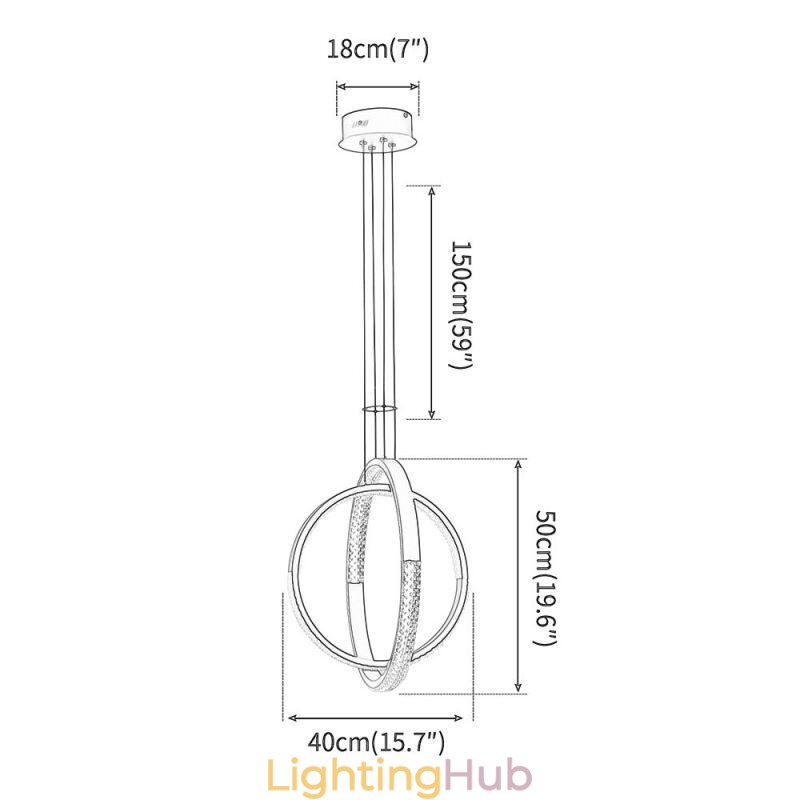 Modern Chandelier 2 Rings Pendant Lighting Dining