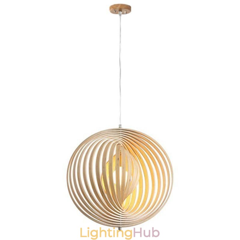 Modern Round Ball Chandelier Basswood Pendant Lamp