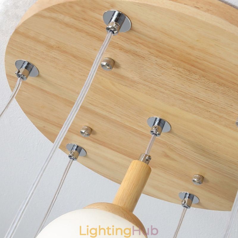 Japanese Wooden Pendant Light Nordic Glass Hanging Lamp