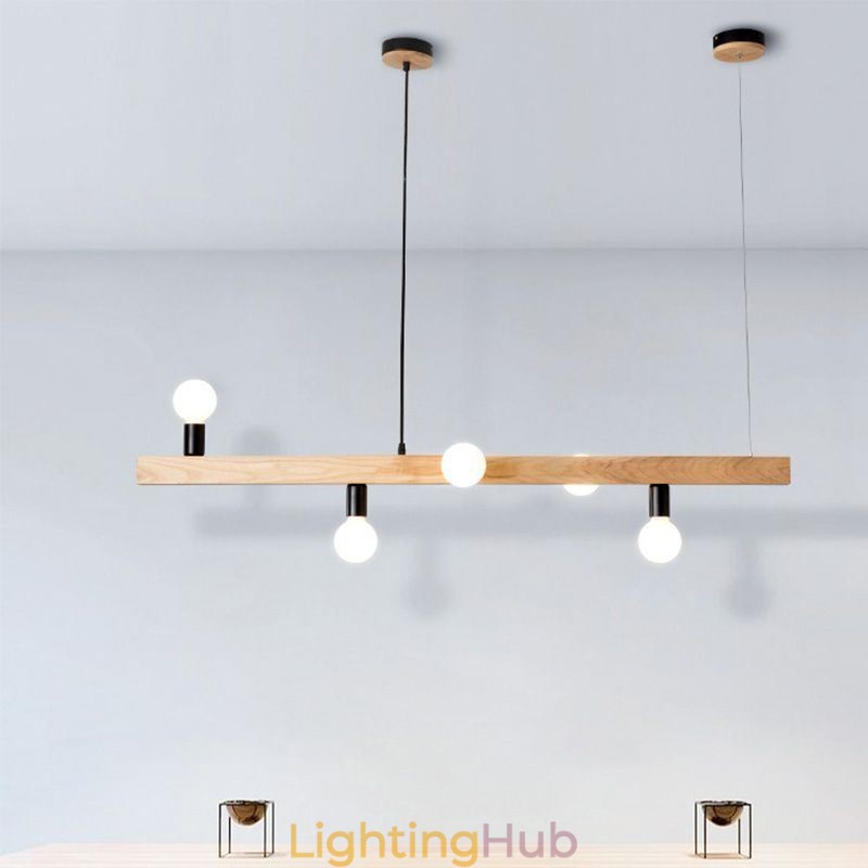 Japanese Wooden Pendant Light Molecule Chandelier