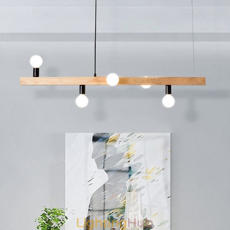 Japanese Wooden Pendant Light Molecule Chandelier