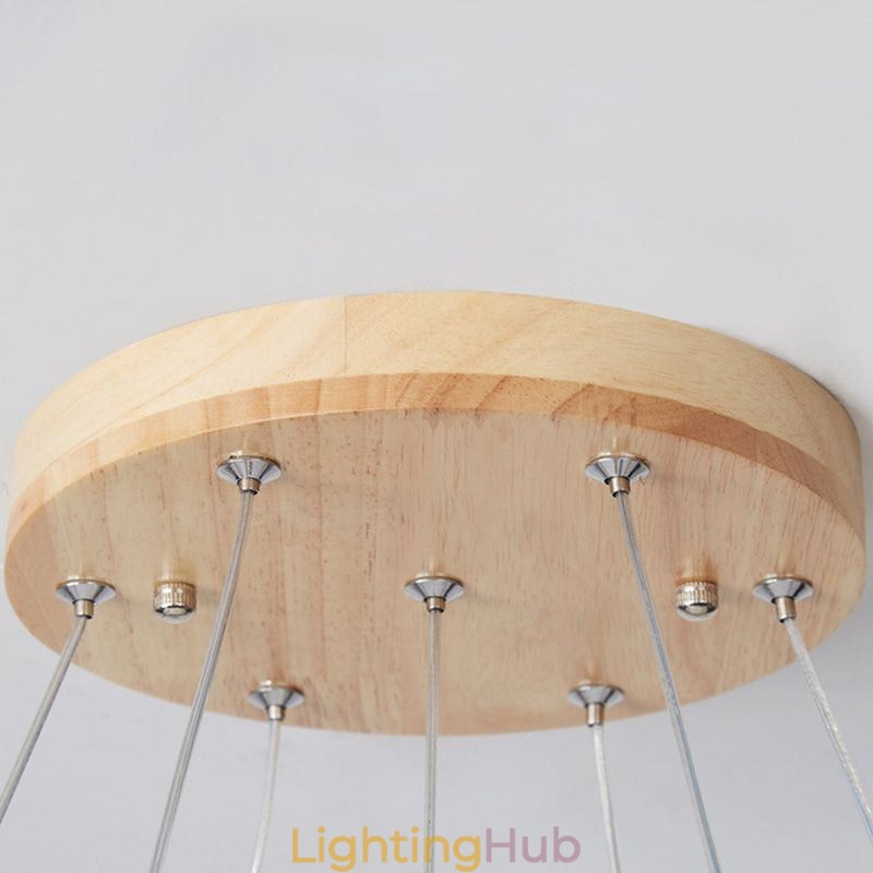 Japanese Wood Chandelier Molecule Pendant Light