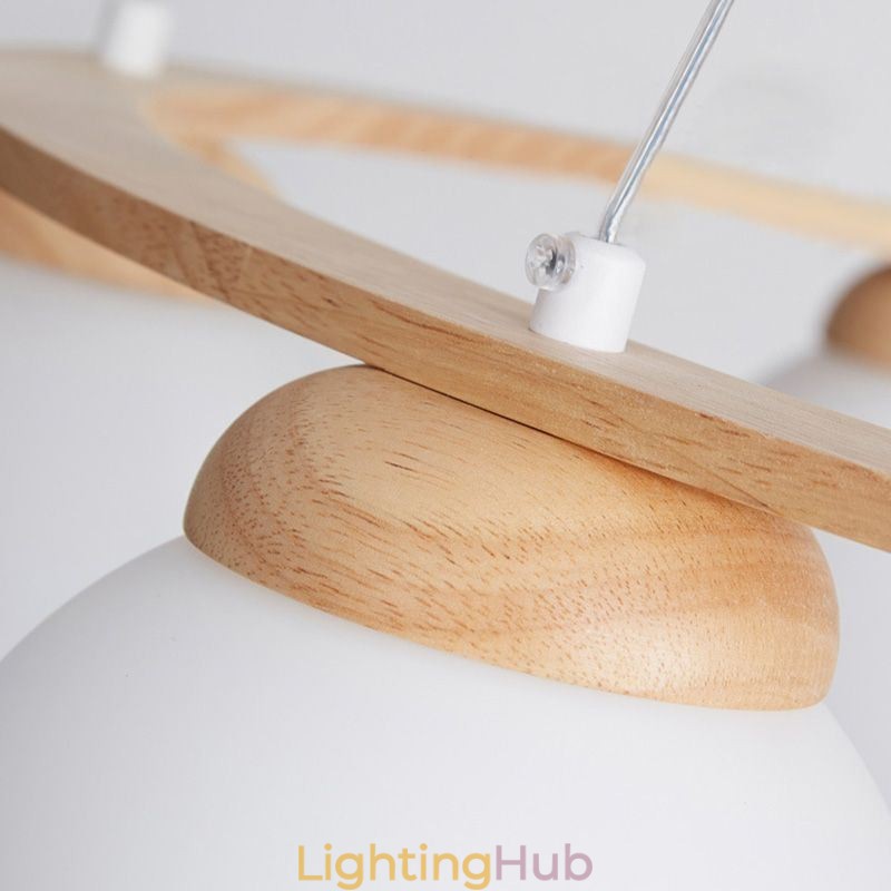 Japanese Wood Chandelier Molecule Pendant Light
