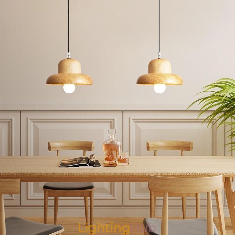 Japanese Wood Pendant Light Hat Hanging Light