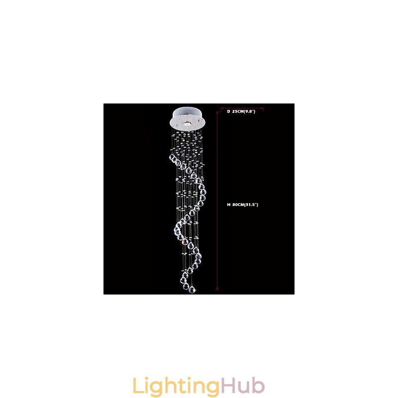 Crystal Pendant Light Chandelier Lighting 1 Lights Silver Canpoy Clear K9 Crystal Helix Ceiling Lamps H80CM