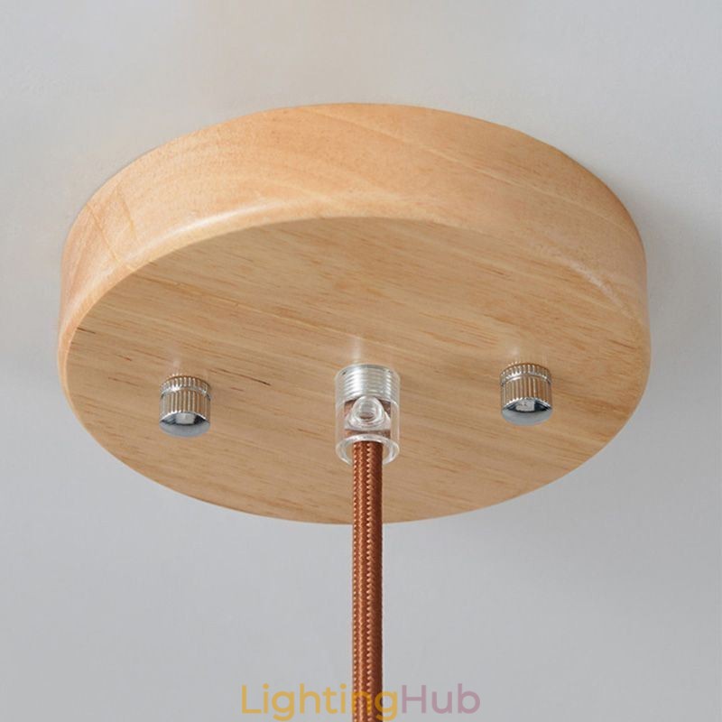 Japanese Wood Pendant Light Glass Lantern Hanging Light
