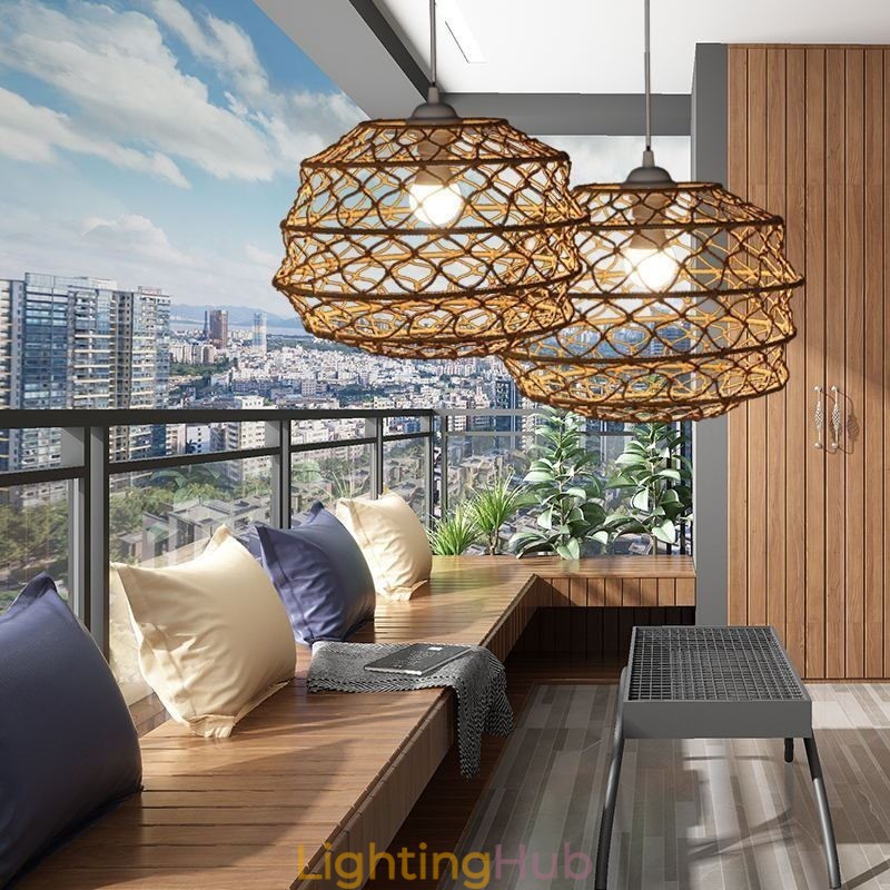 Modern Pastoral Pendant Light Creative Rattan Hanging Light With Foldable Lampshade