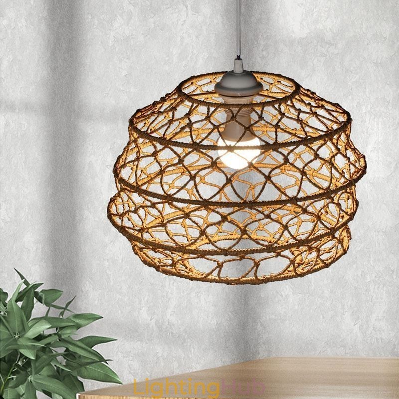 Modern Pastoral Pendant Light Creative Rattan Hanging Light With Foldable Lampshade