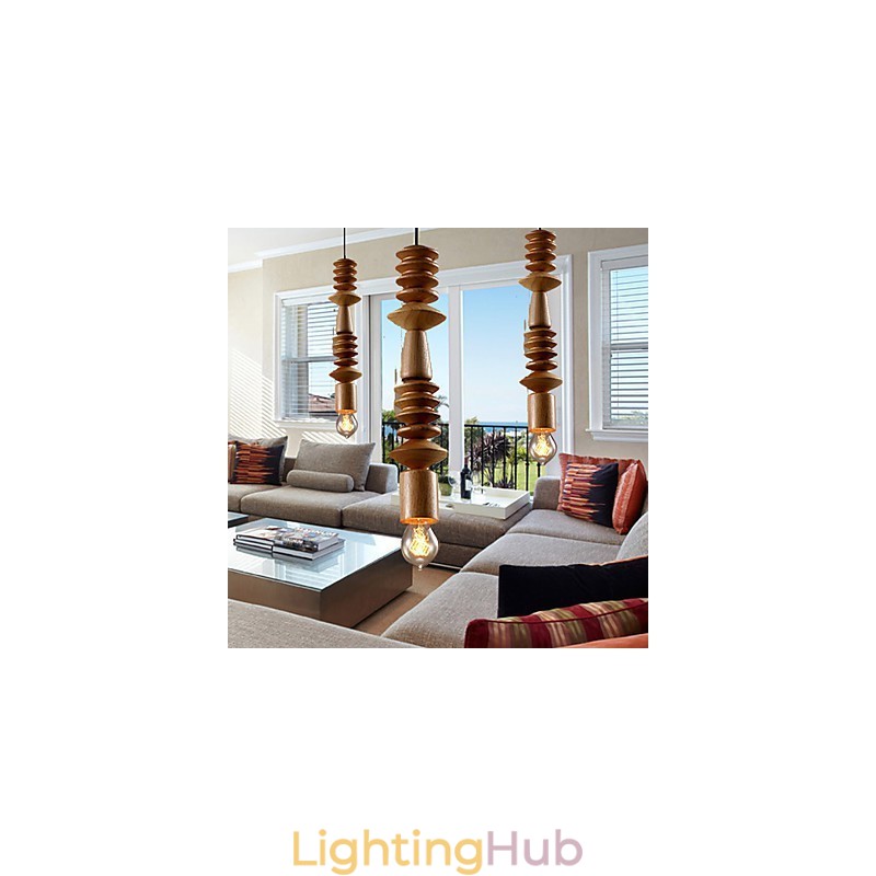 Chandelier Mini Style Traditional Classic Wood Bamboo