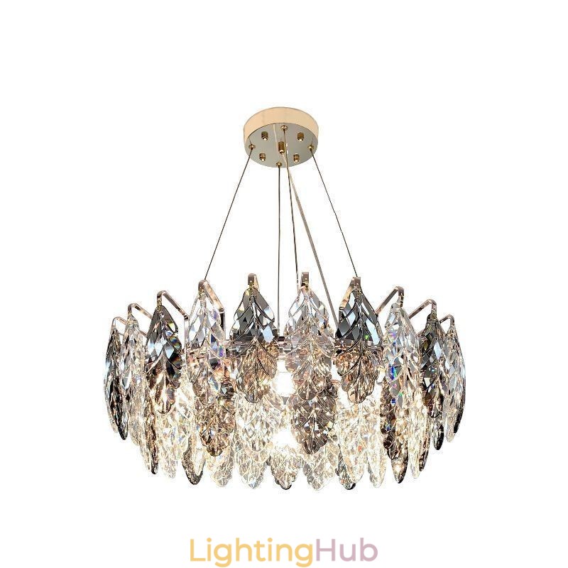 European Iron Pendant Light Creative Glass Leaf Chandelier