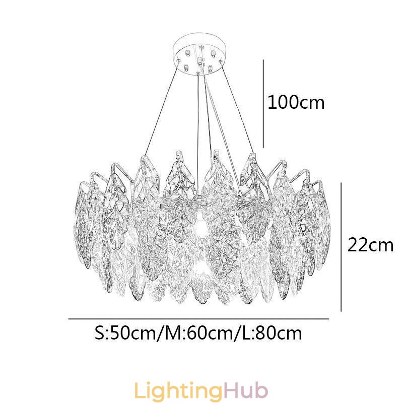 European Iron Pendant Light Creative Glass Leaf Chandelier