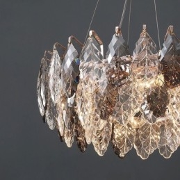 European Iron Pendant Light Creative Glass Leaf Chandelier
