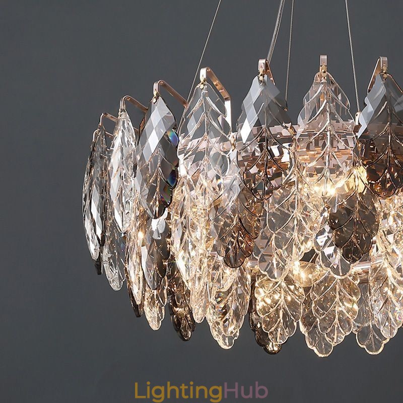 European Iron Pendant Light Creative Glass Leaf Chandelier