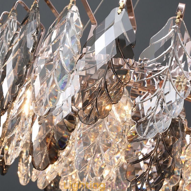 European Iron Pendant Light Creative Glass Leaf Chandelier