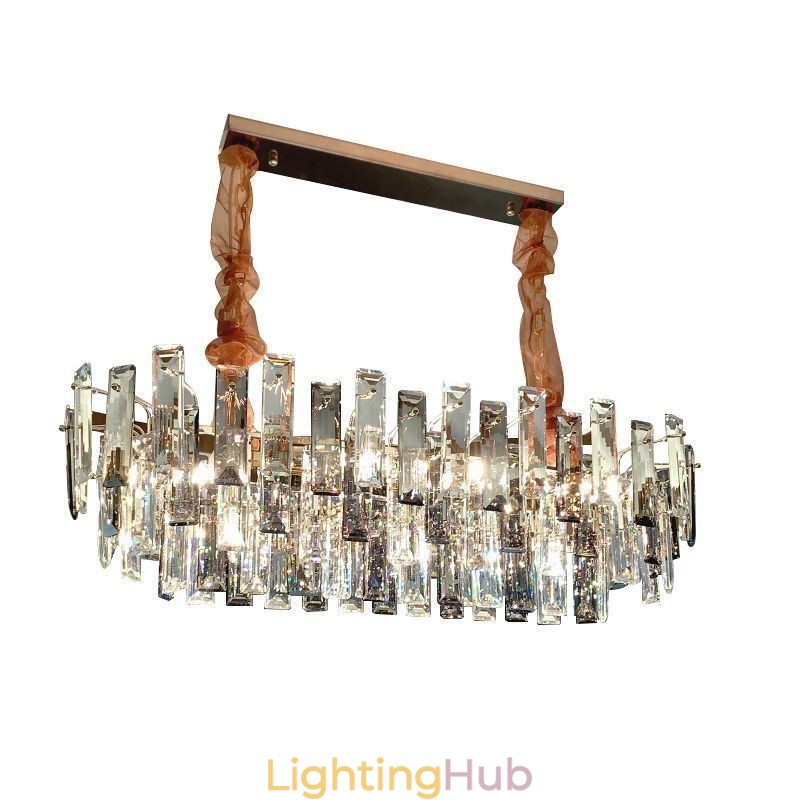 European Glass Chandelier Light Oval Pendant Lamps